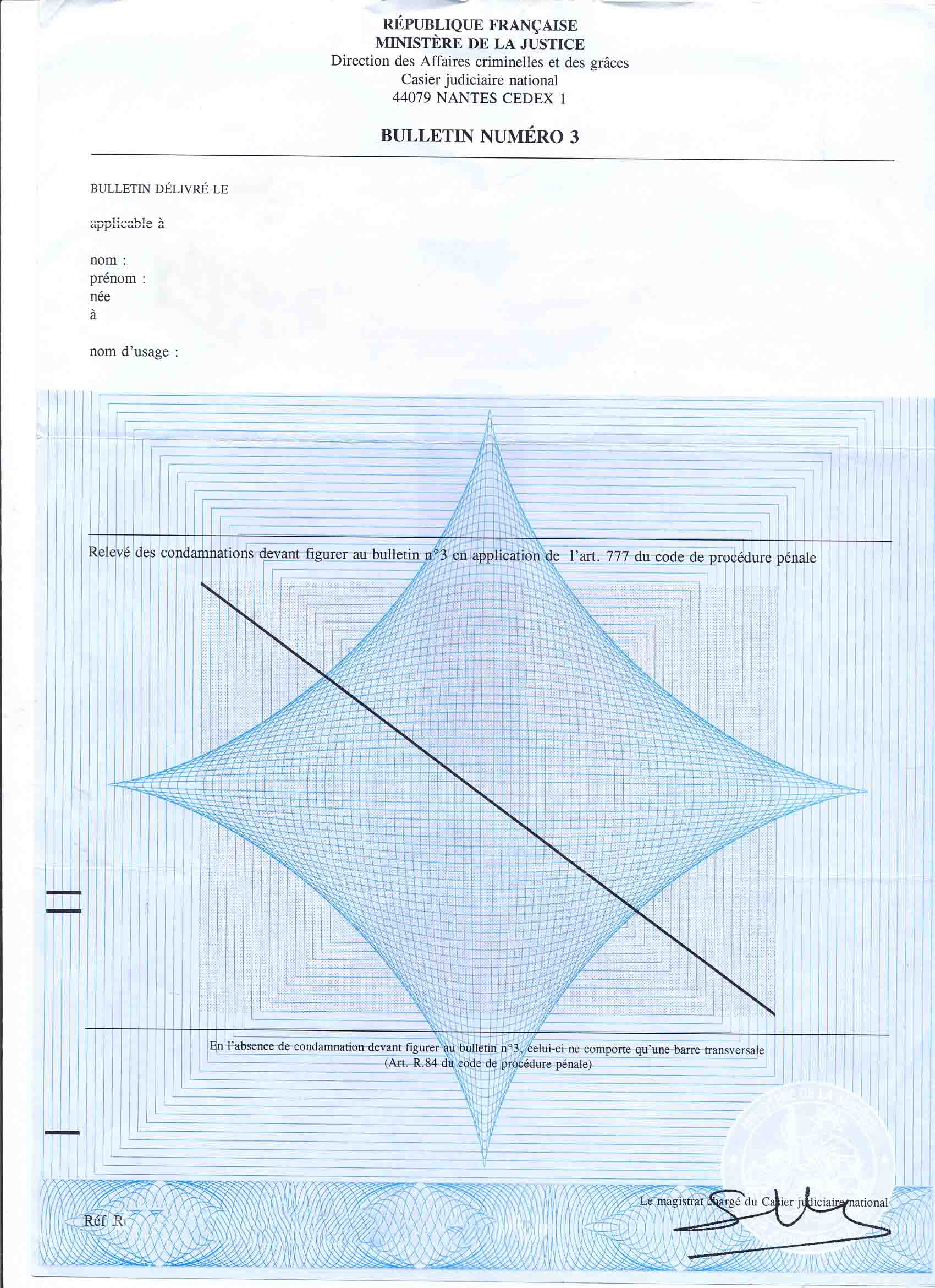 Casier Judiciaire – Demande de bulletin n°3 - Commune de Dirac